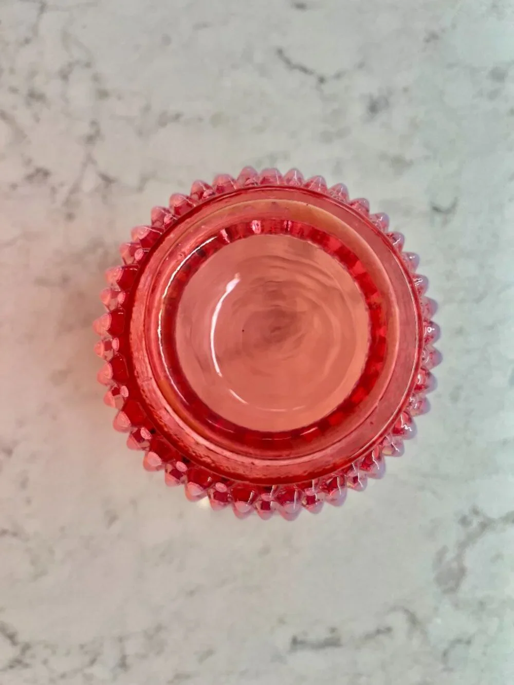 Fenton Glass Vase in the Cranberry Opalescent Hobnail Pattern